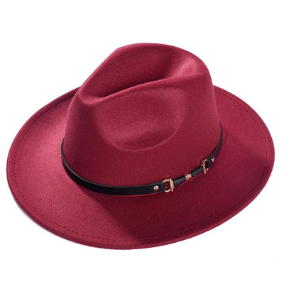 Imixlot jauns elegants modes platas malas jostas sprādzes džeza Fedora cepures sievietēm vīriešu šarms rudens ziemas āra silta filca cepure