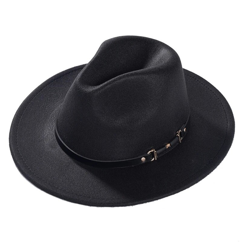 Imixlot jauns elegants modes platas malas jostas sprādzes džeza Fedora cepures sievietēm vīriešu šarms rudens ziemas āra silta filca cepure