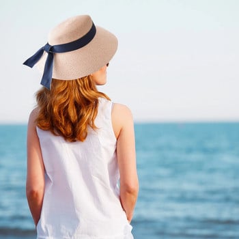 Καπέλα για τον ήλιο Γυναικεία μόδα Καλοκαιρινή παραθαλάσσια Μικρά πτυσσόμενα ανοιξιάτικα καπέλα για διακοπές στην παραλία Προσωπικότητα Αναπνεύσιμο ιδρώτα Καπέλο με παπιγιόν