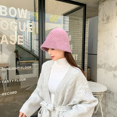 2021. gada jauns modes ziemas sieviešu vienkrāsains truša kažokādas cepure.