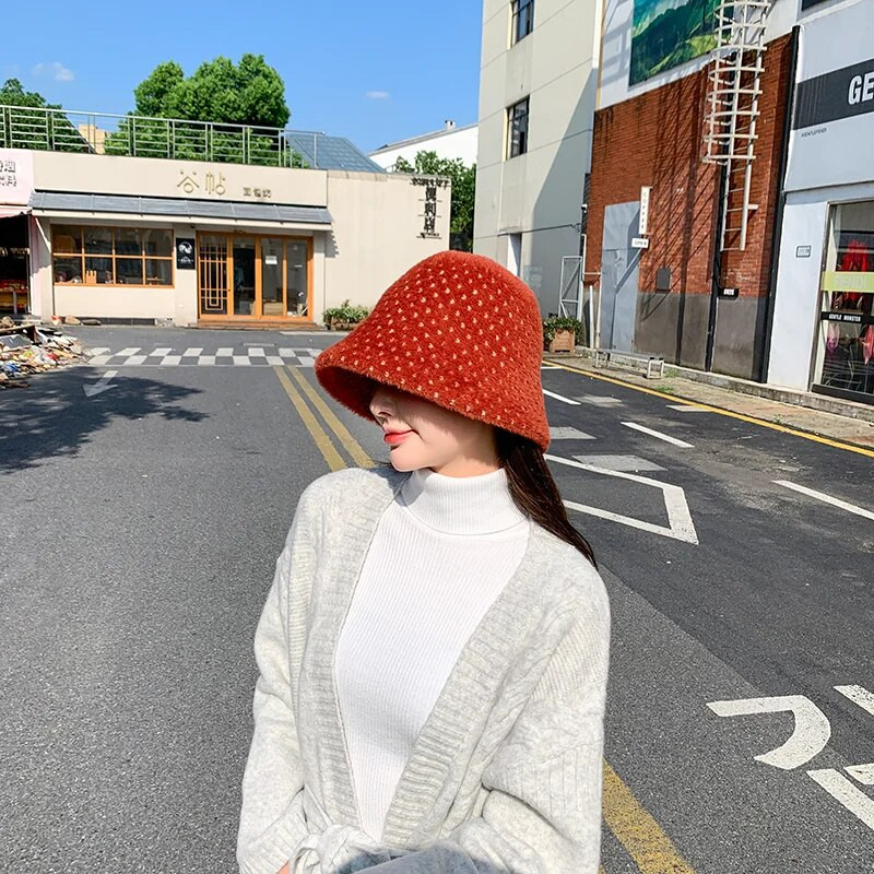 2021. gada jauns modes ziemas sieviešu vienkrāsains truša kažokādas cepure.