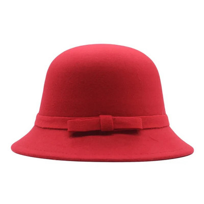 Vintage sieviešu kausa vāciņš masīvs priekšgals vilnas filcs Fedoras cepure sieviešu ziema rudens dāmu kupols filcs Kāzu baznīca Džeza cepures Bowler