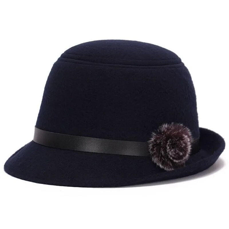 Jauna sieviešu cepure Rudens ziemas kupola cepure Džeza cepures matu bumbas dekorēšana Fedoras Trend Panama Sieviešu cepure Brīvā laika ballīte Spains cepure