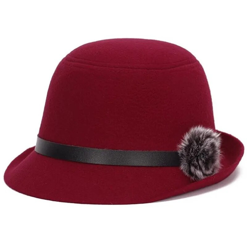 Jauna sieviešu cepure Rudens ziemas kupola cepure Džeza cepures matu bumbas dekorēšana Fedoras Trend Panama Sieviešu cepure Brīvā laika ballīte Spains cepure