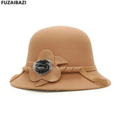 Jauna modes Panama sieviešu cepure Rudens Ziemas Fedoras Sieviešu Eleganti Ziedi Dekorācija Sombrero Party Topper Bucket Cepure