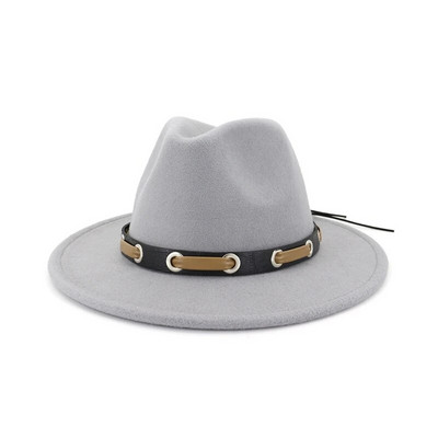 WZCX modni novi remen sa širokim obodom Crveni šešir od filca Jednostavna jesen zima ležerna plima Jednobojni ženski jazz šešir Kapa za odrasle