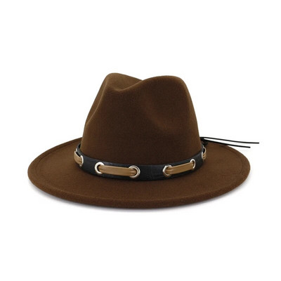 WZCX modni novi remen sa širokim obodom Crveni šešir od filca Jednostavna jesen zima ležerna plima Jednobojni ženski jazz šešir Kapa za odrasle