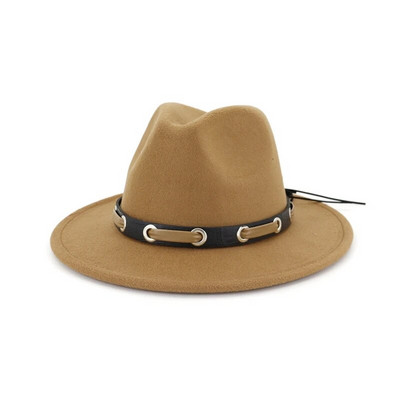 WZCX modni novi remen sa širokim obodom Crveni šešir od filca Jednostavna jesen zima ležerna plima Jednobojni ženski jazz šešir Kapa za odrasle