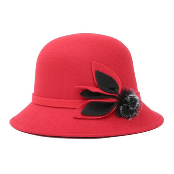 BomHCS Γυναικείο Καπέλο 169214 Fashion Winter Fedoras, σαν μαλλί