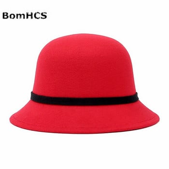 BomHCS Fashion Winter Fedoras Γυναικείο Μιτάσιο Καπέλο μαλλί με φιόγκο 169216