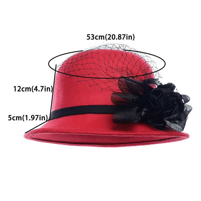 WELRG plīvura spalva Fedora cepure Vilna filcs Džeza cepure ziemas rudens dāmu ziedi Fedora cepure sievietēm samta baznīcas kāzu cepures