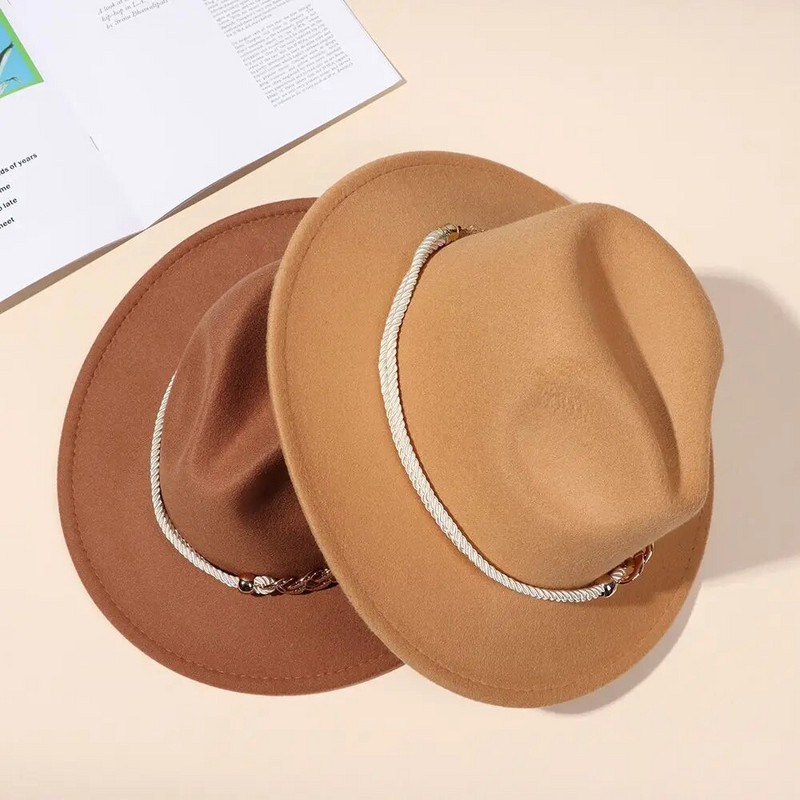 Vintage dāmas kungi rudens ziemas Fedora cepure Džeza cepure ar platām malām vilnas filcs Trilby