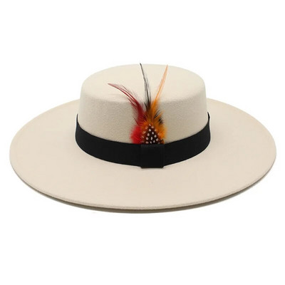 Ziemas vilnas krosa Fedoras ar spalvu Gorras Vīriešu Sieviešu Plakana Cepurīte Brim Filca Svētku Cepures Vīriešiem Kovboju cepures