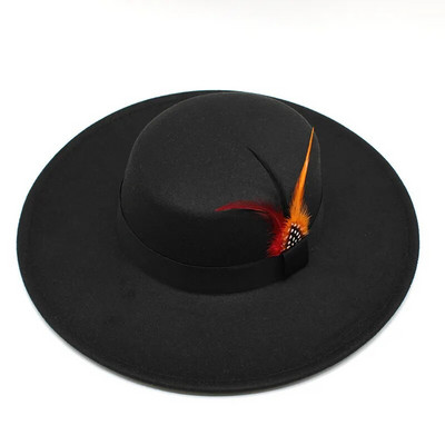 Ziemas vilnas krosa Fedoras ar spalvu Gorras Vīriešu Sieviešu Plakana Cepurīte Brim Filca Svētku Cepures Vīriešiem Kovboju cepures