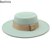 Bauhinia Fedoras cepure vīriešiem sievietēm, 8,5 cm, franču elegance, rudens ziemas filca džeza cepure ar bišu lenti