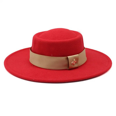 Bauhinia Fedoras cepure vīriešiem sievietēm, 8,5 cm, franču elegance, rudens ziemas filca džeza cepure ar bišu lenti