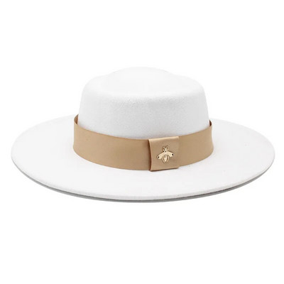 Bauhinia Fedoras cepure vīriešiem sievietēm, 8,5 cm, franču elegance, rudens ziemas filca džeza cepure ar bišu lenti