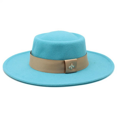 Bauhinia Fedoras cepure vīriešiem sievietēm, 8,5 cm, franču elegance, rudens ziemas filca džeza cepure ar bišu lenti