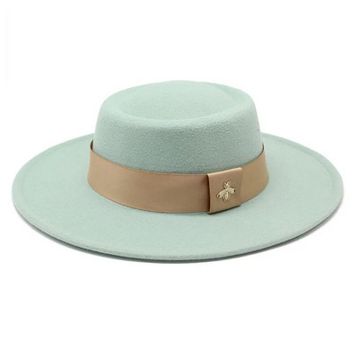 Bauhinia Fedoras cepure vīriešiem sievietēm, 8,5 cm, franču elegance, rudens ziemas filca džeza cepure ar bišu lenti