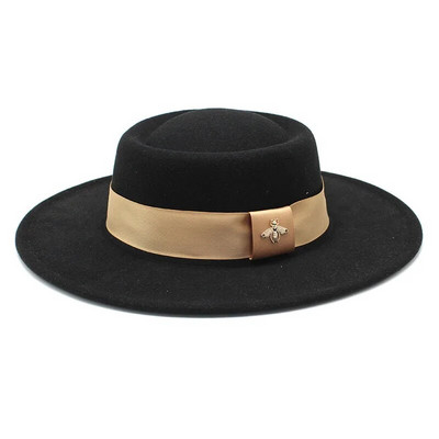 Bauhinia Fedoras cepure vīriešiem sievietēm, 8,5 cm, franču elegance, rudens ziemas filca džeza cepure ar bišu lenti