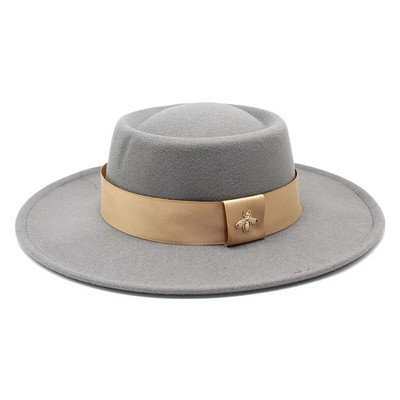 Bauhinia Fedoras cepure vīriešiem sievietēm, 8,5 cm, franču elegance, rudens ziemas filca džeza cepure ar bišu lenti