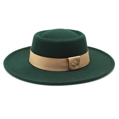 Bauhinia Fedoras cepure vīriešiem sievietēm, 8,5 cm, franču elegance, rudens ziemas filca džeza cepure ar bišu lenti