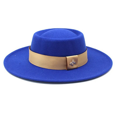 Bauhinia Fedoras cepure vīriešiem sievietēm, 8,5 cm, franču elegance, rudens ziemas filca džeza cepure ar bišu lenti