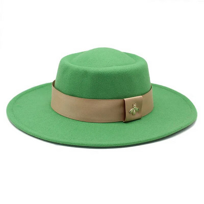 Bauhinia Fedoras cepure vīriešiem sievietēm, 8,5 cm, franču elegance, rudens ziemas filca džeza cepure ar bišu lenti