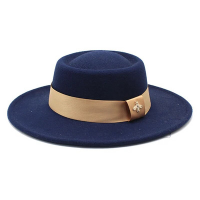 Bauhinia Fedoras cepure vīriešiem sievietēm, 8,5 cm, franču elegance, rudens ziemas filca džeza cepure ar bišu lenti