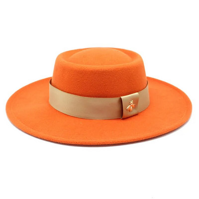 Bauhinia Fedoras cepure vīriešiem sievietēm, 8,5 cm, franču elegance, rudens ziemas filca džeza cepure ar bišu lenti