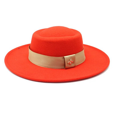 Bauhinia Fedoras cepure vīriešiem sievietēm, 8,5 cm, franču elegance, rudens ziemas filca džeza cepure ar bišu lenti