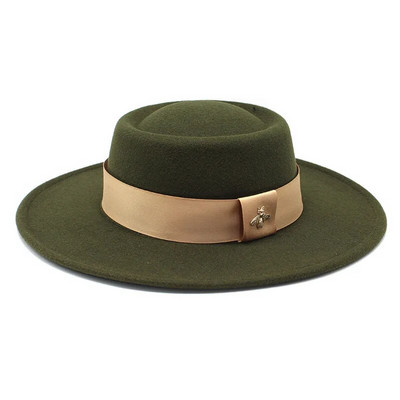 Bauhinia Fedoras cepure vīriešiem sievietēm, 8,5 cm, franču elegance, rudens ziemas filca džeza cepure ar bišu lenti