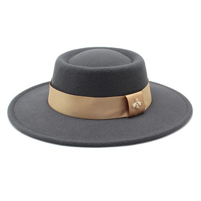 Bauhinia Fedoras cepure vīriešiem sievietēm, 8,5 cm, franču elegance, rudens ziemas filca džeza cepure ar bišu lenti