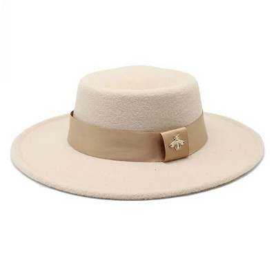 Bauhinia Fedoras cepure vīriešiem sievietēm, 8,5 cm, franču elegance, rudens ziemas filca džeza cepure ar bišu lenti