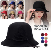 Sieviešu vintage universāla kausa cepure britu stila filca cepure lēta vilnas Fedora cepure Baznīcas cepures Eleganta dāma ziemas mīksta silta cepure