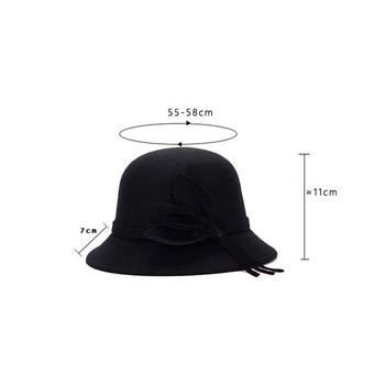 Γυναικείο vintage καπέλο κουβά παντός τύπου Καπέλο τσόχα βρετανικού στυλ Φτηνό μάλλινο καπέλο Fedora Καπέλα εκκλησίας Κομψό Lady Winter μαλακό ζεστό καπέλο