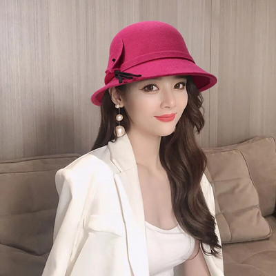 Sieviešu vintage universāla kausa cepure britu stila filca cepure lēta vilnas Fedora cepure Baznīcas cepures Eleganta dāma ziemas mīksta silta cepure