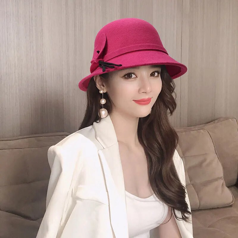 Sieviešu vintage universāla kausa cepure britu stila filca cepure lēta vilnas Fedora cepure Baznīcas cepures Eleganta dāma ziemas mīksta silta cepure