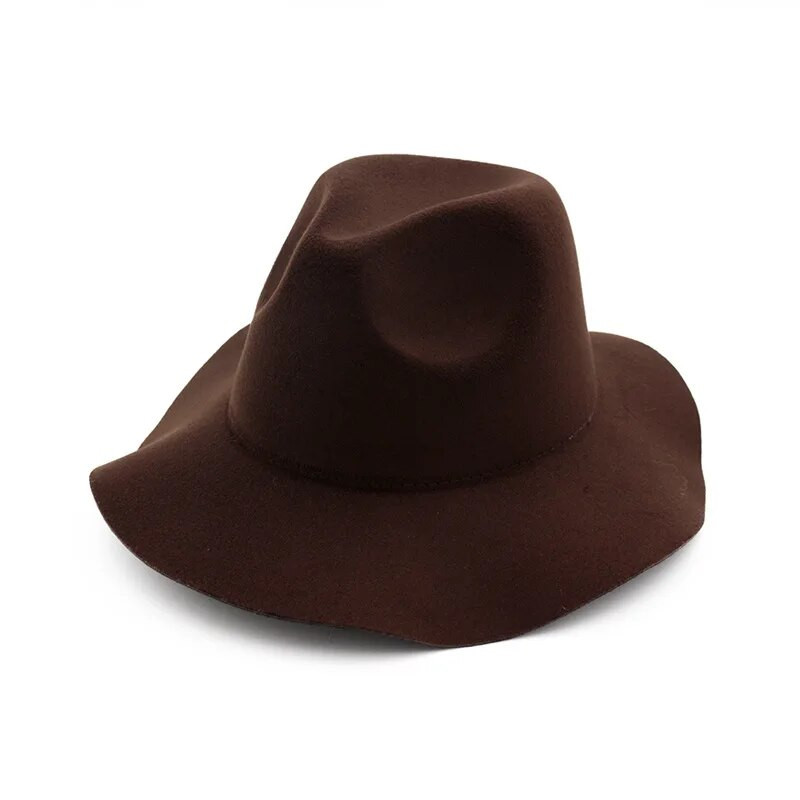QBHAT Rudens Ziemas vienkrāsains sieviešu vilnas filca džeza cepure vilnis ar lielām malām Trilby Fedora cepures ballītei formāla sieviešu cilindrs