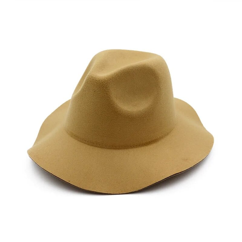 QBHAT Rudens Ziemas vienkrāsains sieviešu vilnas filca džeza cepure vilnis ar lielām malām Trilby Fedora cepures ballītei formāla sieviešu cilindrs