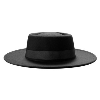 2023 Нова модна мъжка шапка Fedoras Дамска джаз шапка с папийонка Елегантна пролетна шапка от черна вълнена смес Външна ежедневна филцова шапка