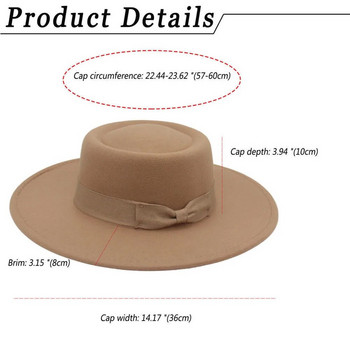 2023 Нова модна мъжка шапка Fedoras Дамска джаз шапка с папийонка Елегантна пролетна шапка от черна вълнена смес Външна ежедневна филцова шапка