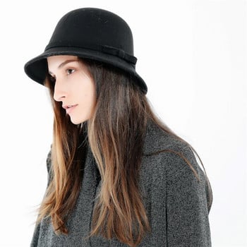 Μάρκα Winter Autumn Woolen Women Γυναικείες Fedoras Jazz Top Hat Ευρωπαϊκά Αμερικανικά Στρογγυλά Καπέλα Bowler Καπέλα fascinator καπέλα καπέλο εκκλησίας