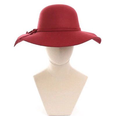 Zīmols Ziemas Rudens Vilnas Sieviešu Sieviešu Fedoras Top Cepures European American Round Caps Bowler Cepures fascinējošās cepures baznīcas cepure1074