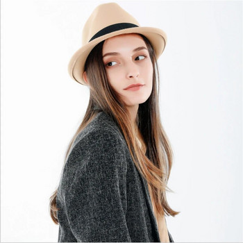 Μάρκα Winter Autumn Woolen Women Γυναικείες Fedoras Jazz Top Hat Ευρωπαϊκά Αμερικανικά Στρογγυλά Καπέλα Bowler Καπέλα fascinator βρετανικά