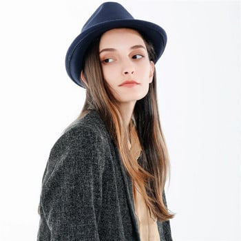 Μάρκα Winter Autumn Woolen Women Γυναικείες Fedoras Jazz Top Hat Ευρωπαϊκά Αμερικανικά Στρογγυλά Καπέλα Bowler Καπέλα fascinator βρετανικά