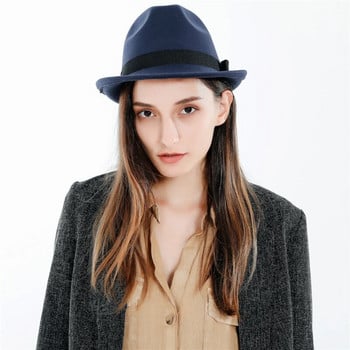 Μάρκα Winter Autumn Woolen Women Γυναικείες Fedoras Jazz Top Hat Ευρωπαϊκά Αμερικανικά Στρογγυλά Καπέλα Bowler Καπέλα fascinator βρετανικά