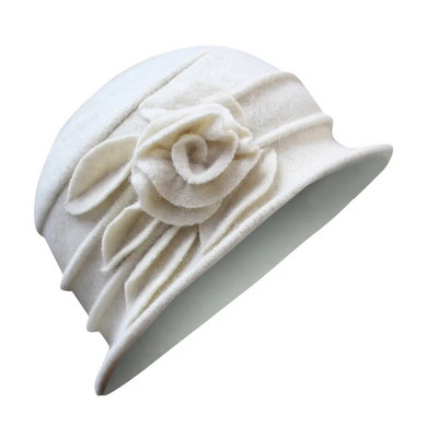 Pălărie din Lână Femei Elegantă Căciulă Cloșă Călduță de Iarnă Căciulă Femeie din Floră Bonnet Vintage Culoare Solidă