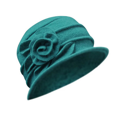 Pălărie din Lână Femei Elegantă Căciulă Cloșă Călduță de Iarnă Căciulă Femeie din Floră Bonnet Vintage Culoare Solidă