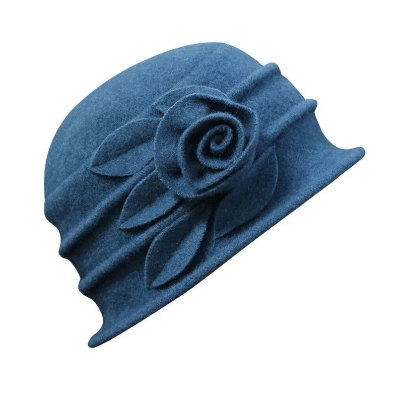Pălărie din Lână Femei Elegantă Căciulă Cloșă Călduță de Iarnă Căciulă Femeie din Floră Bonnet Vintage Culoare Solidă